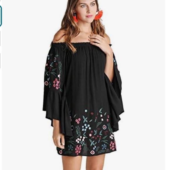 Umgee Women's Off The Shoulder Floral Embroidered Mini Dress - Picture 2 of 4